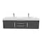 Castello Usa Thames 60-inch Black Vanity Set with White Top and Brushed Nickel Handles CB-MC-60BLK-BN-20146-WH - alternate 1